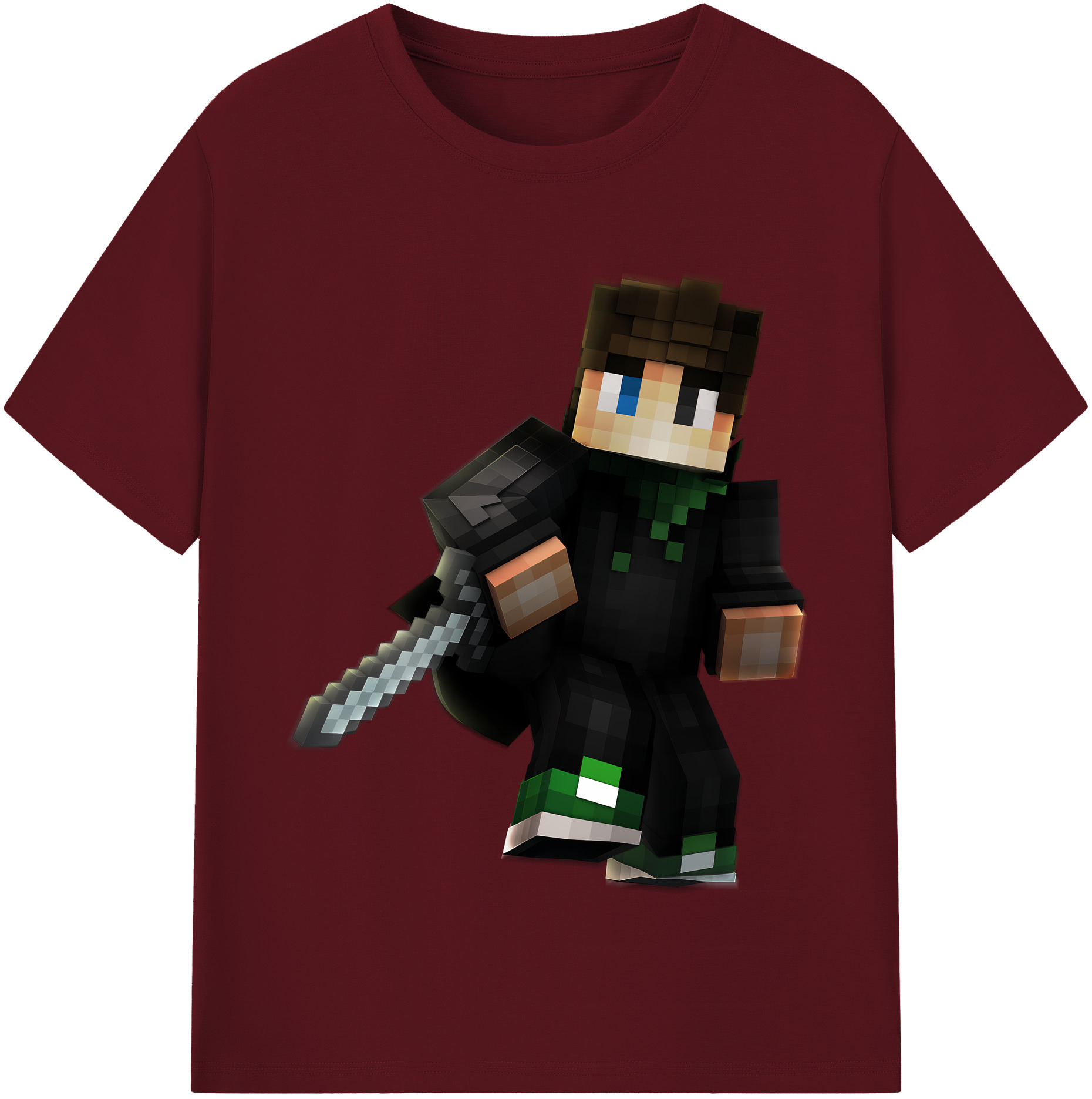 （画像用） マインクラフト ブロックの世界 Minecraft MC Block world 綿100％半袖Tシャツ（フロントプリント）